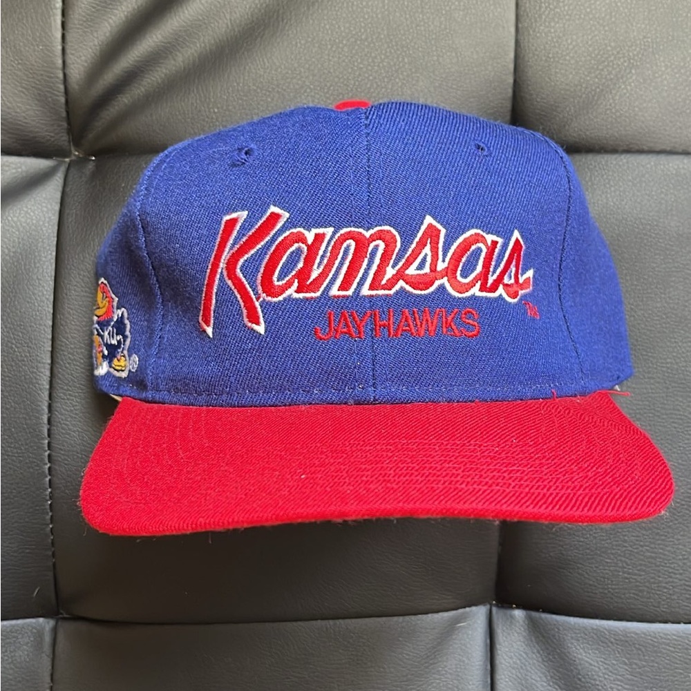 Kansas Jayhawks Sports Specialties Dline Script Snapback Hat Rare Vintage
